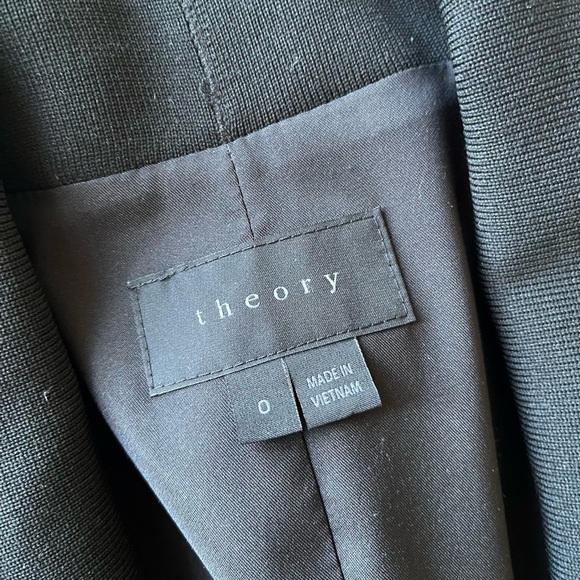 Theory Jacket Women’s 0 Gray Wool Blazer Donelly Jacket with Black Rib Trim - Picture 4 of 8